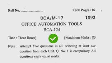 2017 Kuk BCA 2nd Sem Office Automation Tools Question Paper