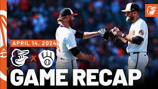 Orioles vs. Brewers Game Recap (4/14/24) | MLB Highlights | Baltimore Orioles