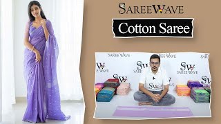 Light Purple Linen Cotton Saree With Weaving Work screenshot 2