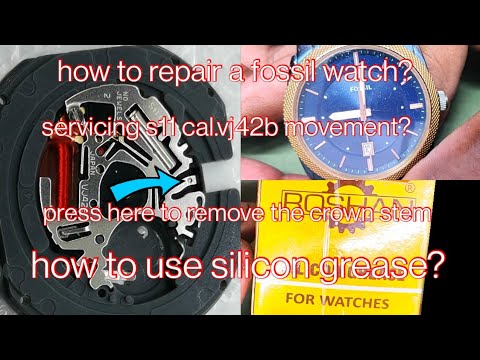 how to repair fossil watch Servicing SII cal.Vj42b movement how to use silicon grease#watches#fossil