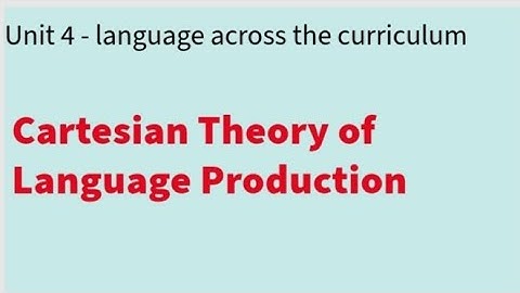 Cartesian Theory of Language Production unit 4 - Language across the curriculum