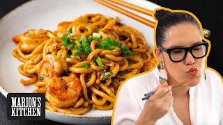 15-minute Garlic Shrimp Udon Noodles - Marion's Kitchen