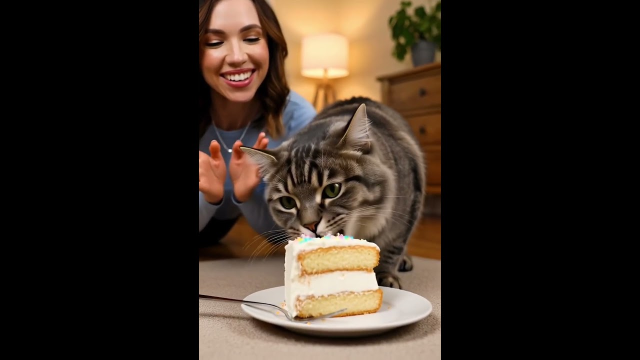 Black and Orange cat cake cutting video 