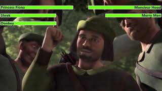 Princess Fiona vs. Monsieur Hood & Merry Men with healthbars