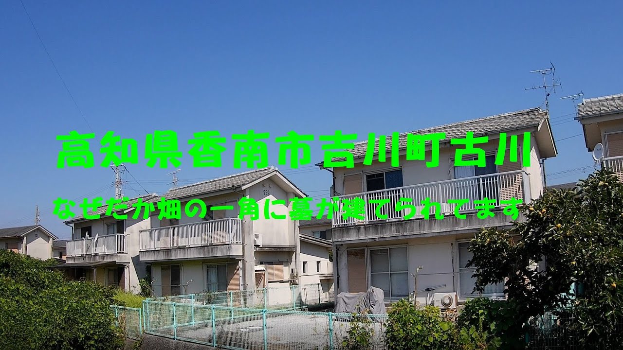 高知県香南市吉川町古川　なぜだか畑の一角に墓が建てられてます　ニコイチもいっぱいあります