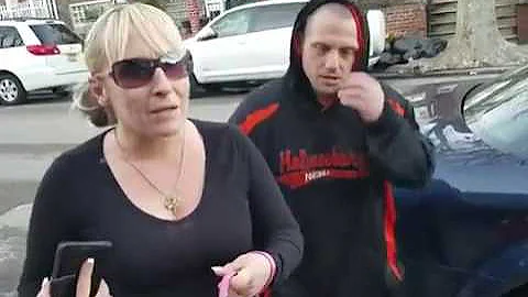 MAN FORCES WOMAN TO PICK UP HER DOGS POOP FROM HIS YARD !