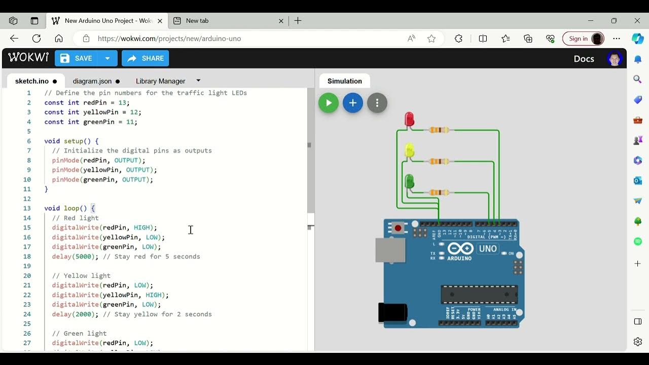 Arduino Uno Project Wokwi Simulator |Lampu Lalu Lintas| - YouTube