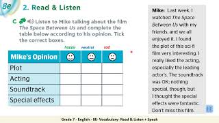 Grade 7   English   8E  Vocabulary  Read & Listen + Speak