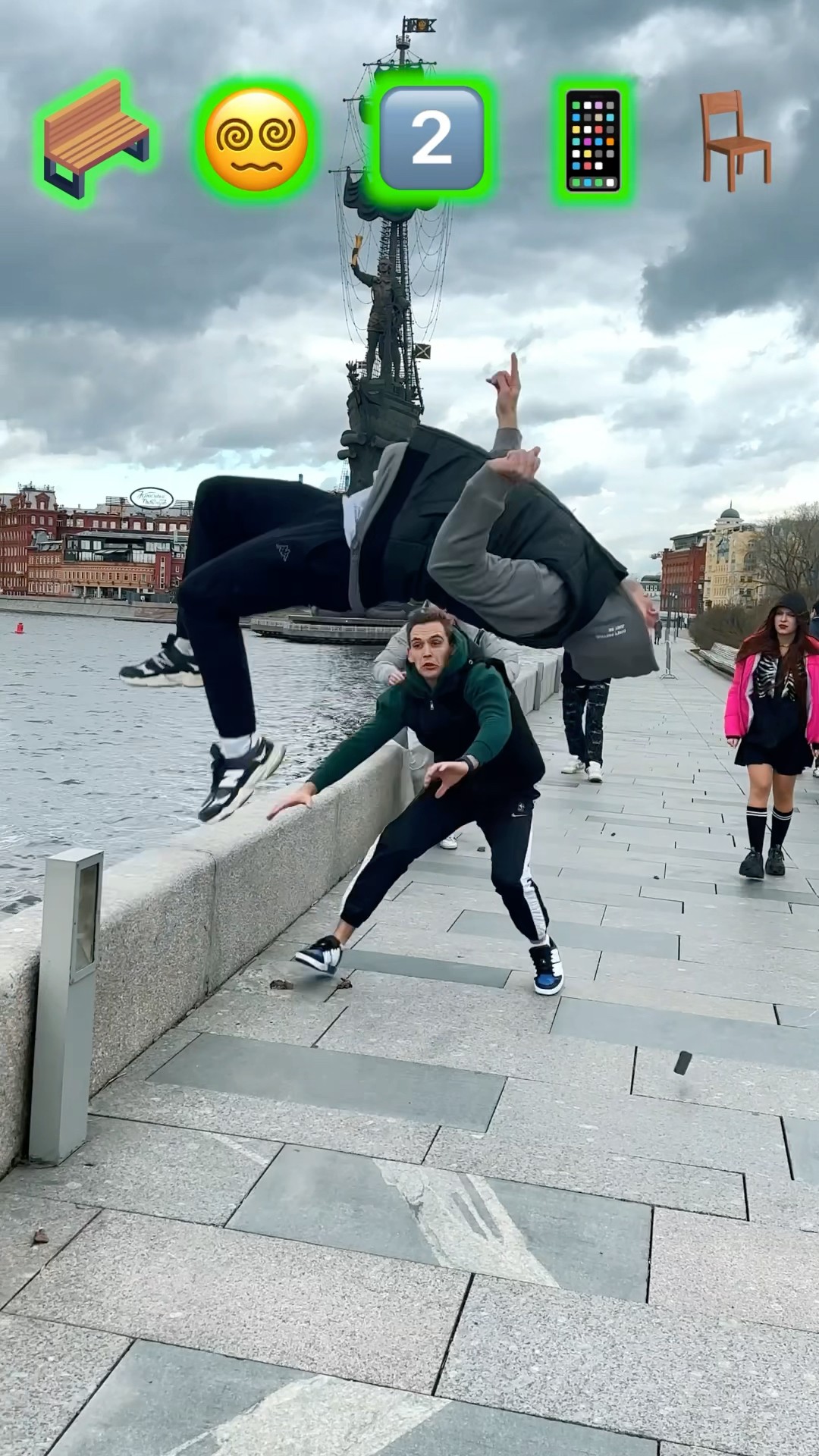 Stunts with Emojis pt.81??#kiryakolesnikov #prank #funny #comedy #stunt #parkour #flip