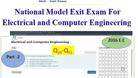 National Model Exit Exam For Electrical and Computer Engineering| 2016E.C | Part-2| Ethiopia