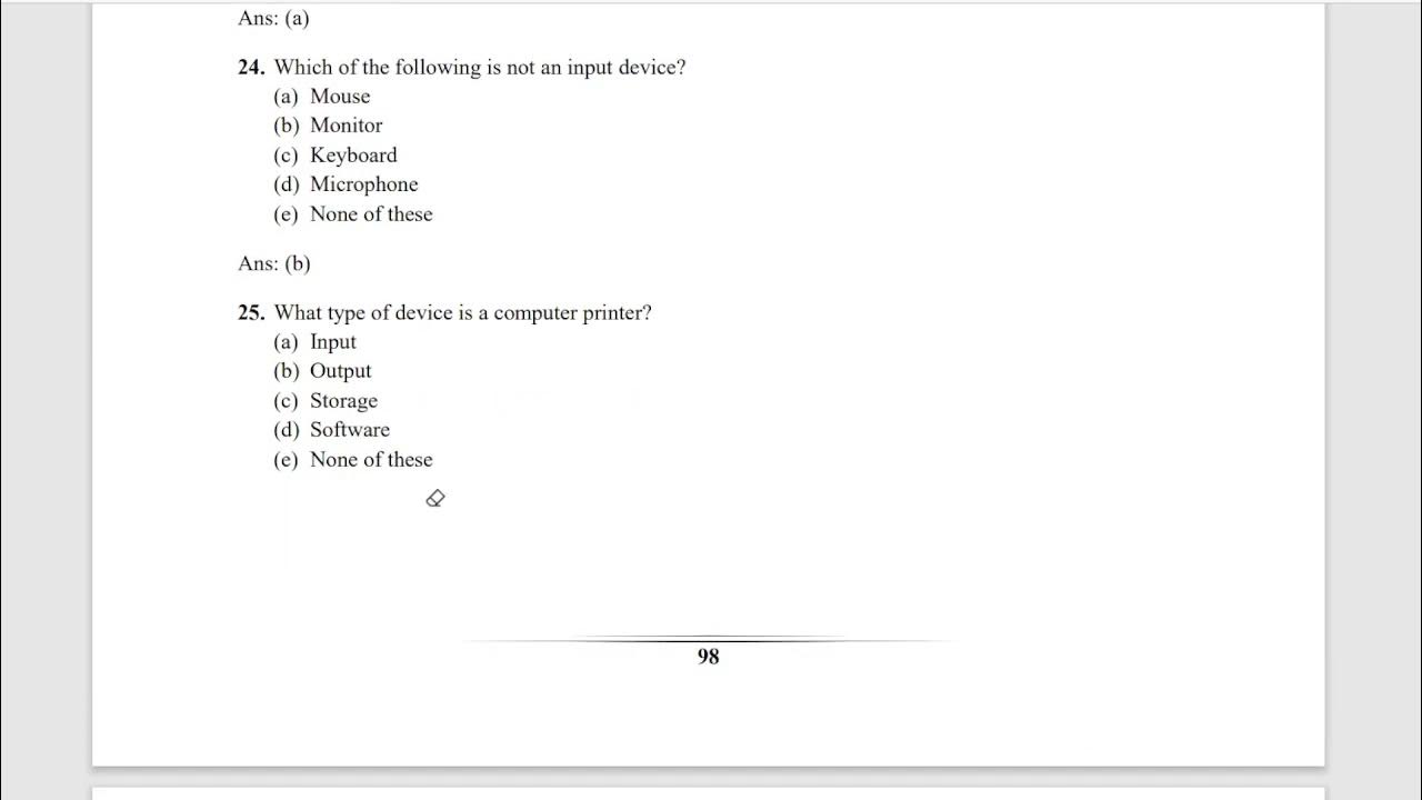Input and Output Device MCQ YouTube