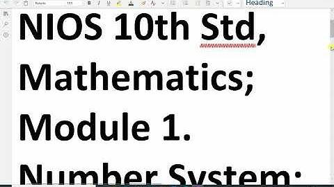 NIOS; 10th Std, Mathematics : - ( Number system; Introduction ) - 1.