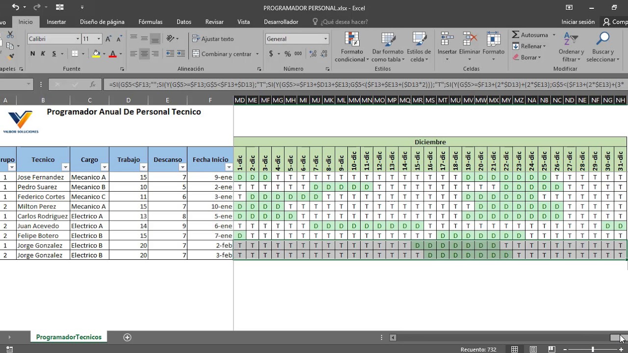 Crear Turnos De Trabajo ✓ FORMATO EN EXCEL PARA PROGRAMACIÓN TURNOS TÉCNICOS - YouTube