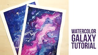 galaxy easy painting watercolor tutorial beginner