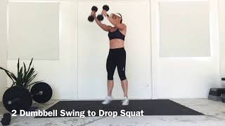 2 Dumbbell Swing to Drop Squat