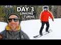 Teaching My Friend To Snowboard - Day 3 - Linking Turns