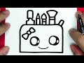 HOW TO DRAW A CUTE MAKEUP BRUSHES BAG,DRAW CUTE THINGS