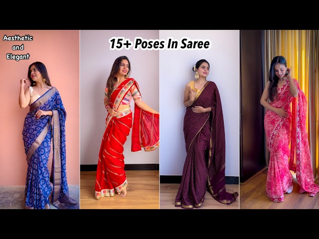 Top 10 Saree Poses | Beautiful Poses For Girls | Standing Poses In Saree |  Santoshi Megharaj - YouTube