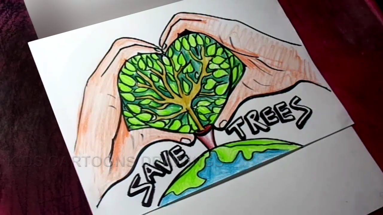 How to Draw Save Trees / Save Earth Poster Drawing YouTube