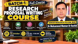 Research Proposal writing Course (Full Session) || Batch-1 Update