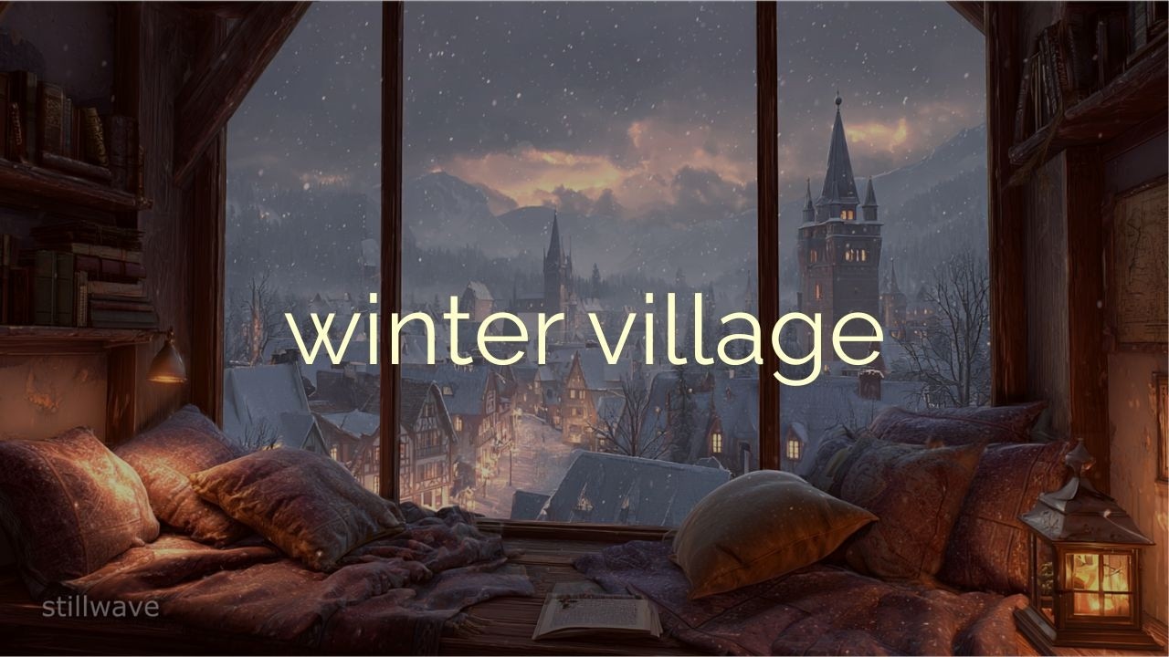 Snowfall Over a Winter Village ❄️ Cozy Evening Piano
