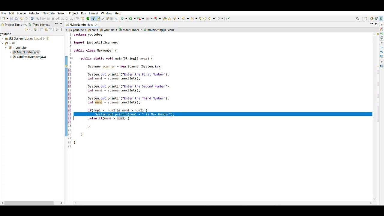 Find Max Number among three number using java - YouTube