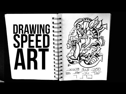 Lines with Some Elian Script - Speed Art Drawing