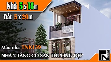 TNK139 - Thiết kế nhà đẹp 2 tầng có sân thượng 5x18m trên đất 5x20m cho anh Công Văn tại Long An