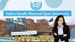 IGNOU BLIS Lecture in Hindi | Unit 3: Introduction to Information Institutions | BLI 221