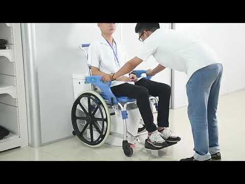 New Style shower toilet easy transfer commode chair with 22inches rear wheel for elderly NT