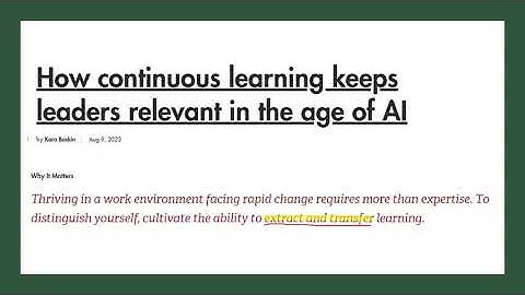 How Continuous Learning keeps Leaders relevant in the age of AI | MIT Sloan | Shanmugaraj