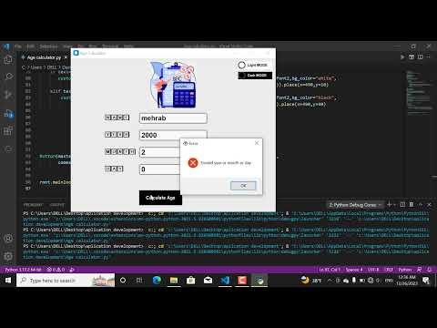 Age calculation App, Using python Tkinter, #python , #tkinter