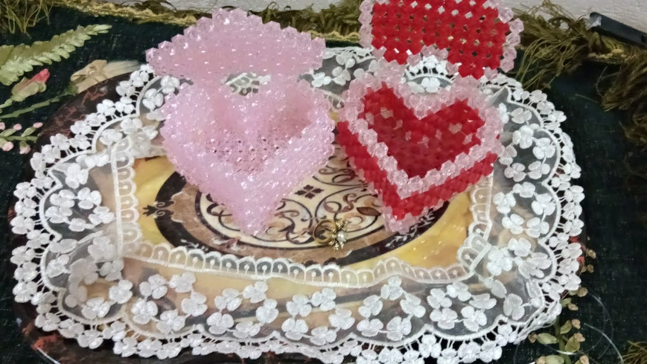 الجزء الاول👍 عمل علبه قلب اكسسوار بالخرز الكريستال هاند ميد