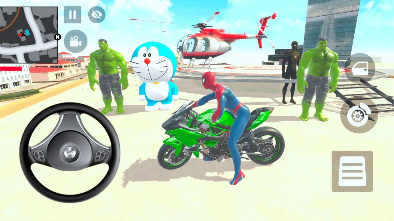 🎮 Indian Theft Aura Simulator-2️⃣ Spider-Man-🤑2️⃣ Hulk & or helicopter Car and Bike-Android Gameplay