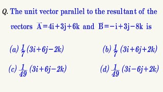 The unit vector parallel to the resultant of the vectors A=4i+3j+6k and B=-i+3j-8k is