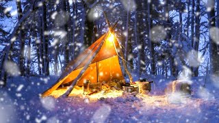 Hot Tent Camping In Snow Storm