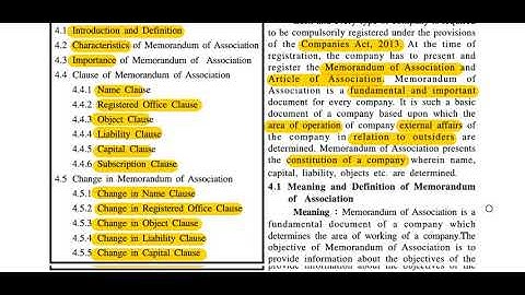 MEMORANDUM OF ASSOCIATION I 11 COMMERCE I SP I CHAPTER 4 I PART 1 I BY VIRAL SIR