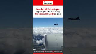 🇸🇪 Swedish Gripen Fighter Jets Escort PM Modi’s Aircraft Before Grand Gothenburg Arrival #shorts