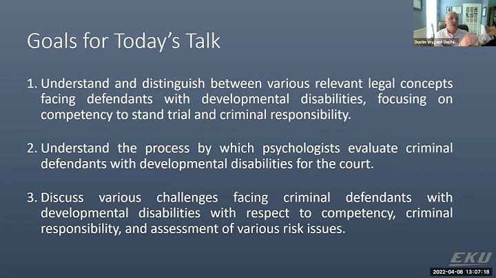 Developmental Disability and the Criminal Justice System: Challenges and Pitfalls Part 1
