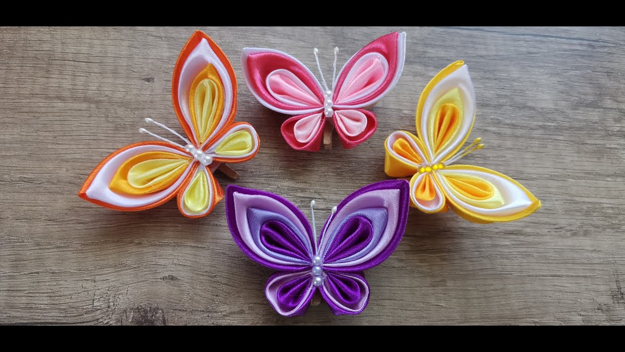 DIY/ Butterfly decoration/ Satin ribbon butterfly/ Kanzashi satin