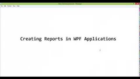 Creating Reports in WPF Applications