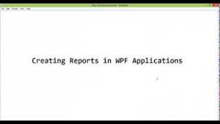 Creating Reports in WPF Applications