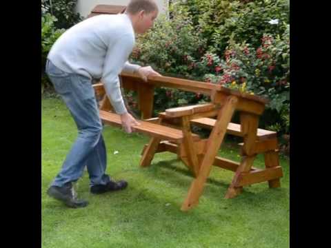 Folding Bench And Picnic Table Combo - YouTube Folding bench and picnic table combo - Folding Bench And Picnic Table Combo - YouTube