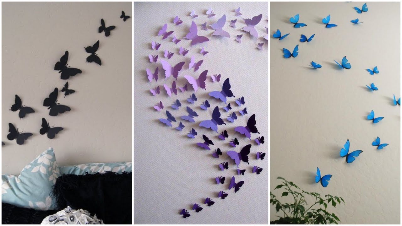 4 DIY | Butterfly wall decor ideas from papers | kifs room ...