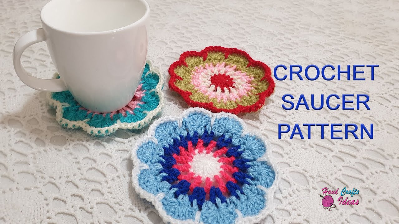 Crochet Sauser Pattern Crochet Saucer Pattern صحن الفنجان بالكرةشي - YouTube