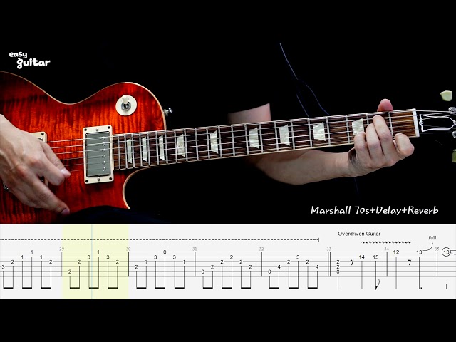 Gary Moore - Parisienne Walkways Guitar Lesson With Tab (Slow Tempo) class=