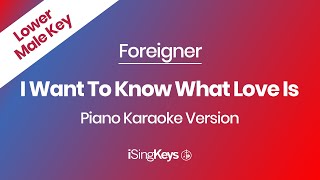 Video thumbnail of "I Want To Know What Love Is - Foreigner - Piano Karaoke Instrumental - Lower Male Key"