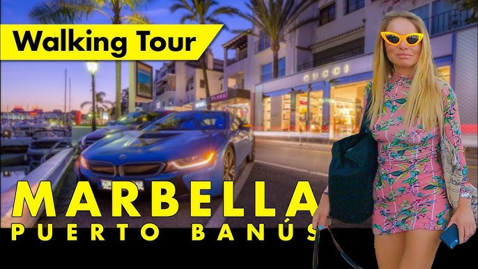 Puerto Banús market day walk in July - Marbella, Costa del Sol immersive  virtual tour 