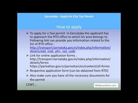 Karnataka - Apply For City Taxi Permit
