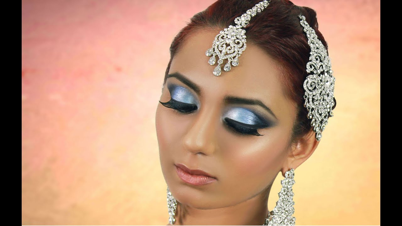 Blue Smokey Eye Makeup Tutorial Indian Bridal Asian Pakistani